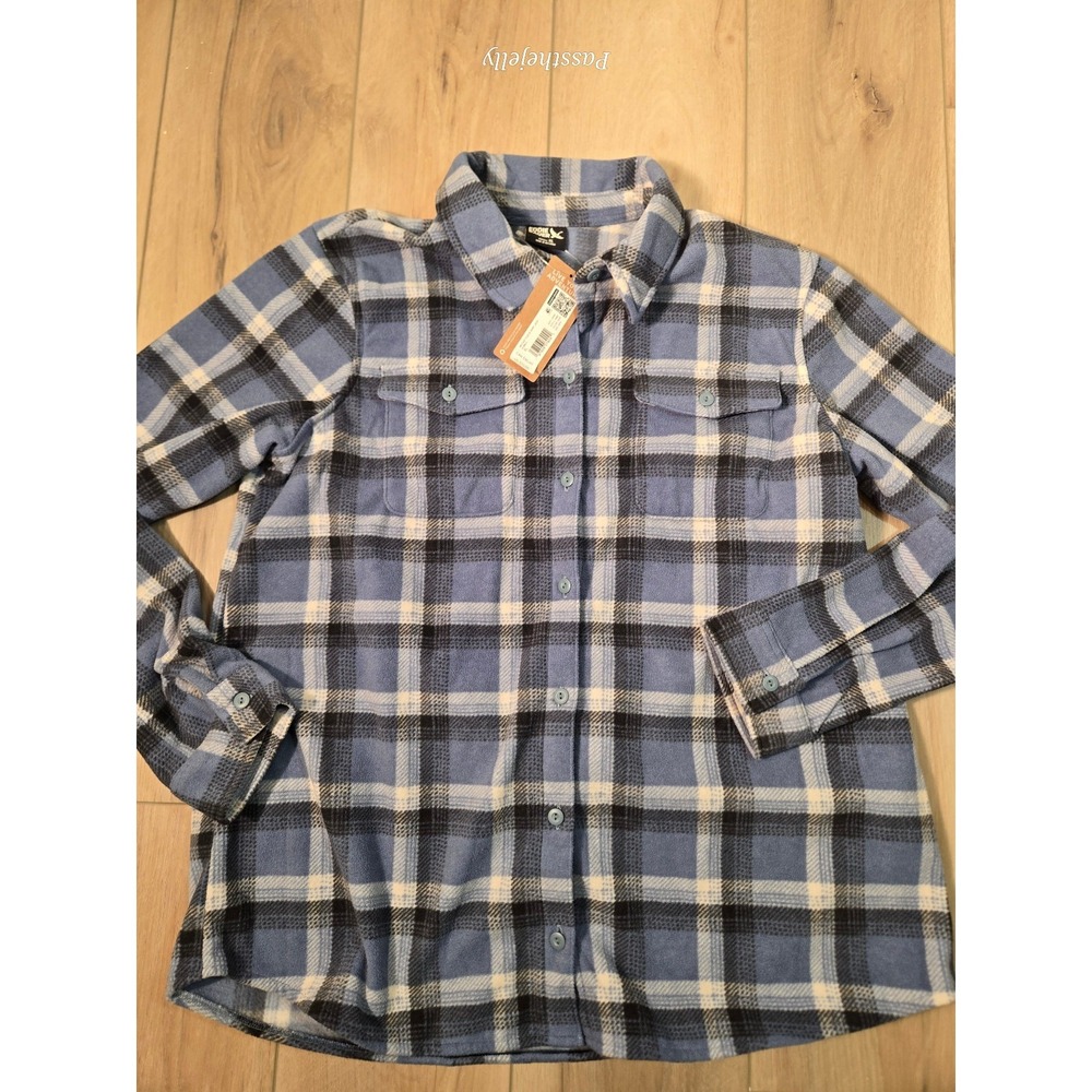 Eddie Bauer Womens XL Flannel Shirt NWT Blue Plaid Button Front Soft Casual Hike